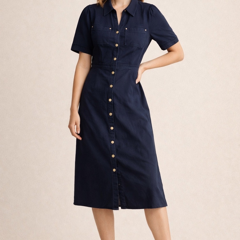 Goelia denim twist side dress